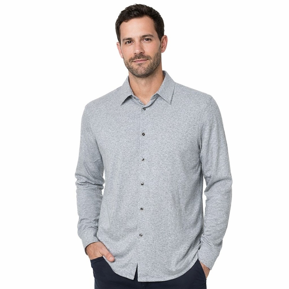 7 For All Mankind NWT Men's Gray Button Up Polo Shirt Size XL t9 NEW